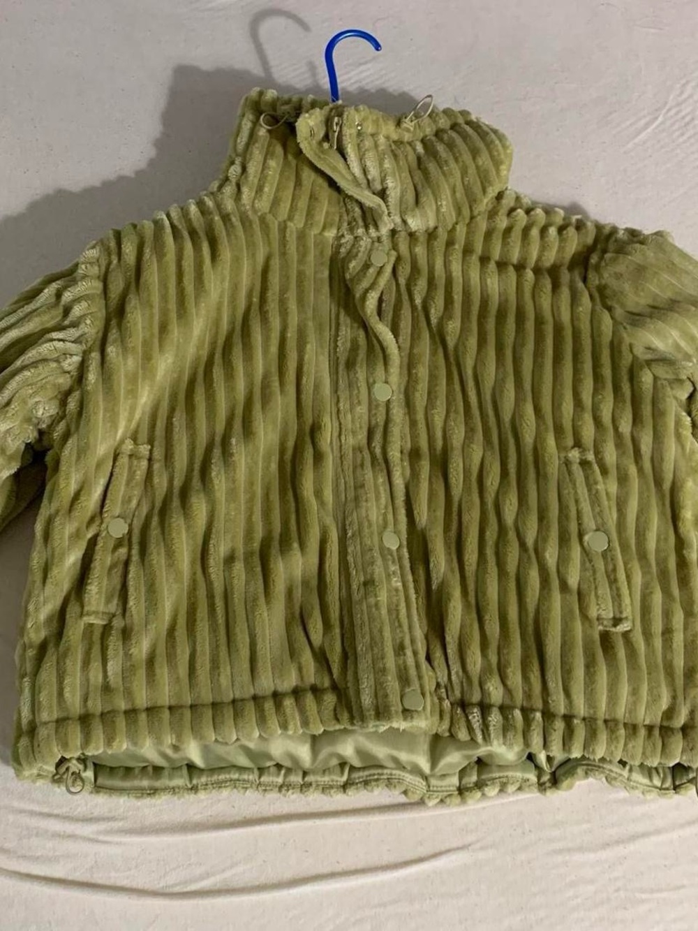 Womens Plush Ribbed Jacket in Light Green